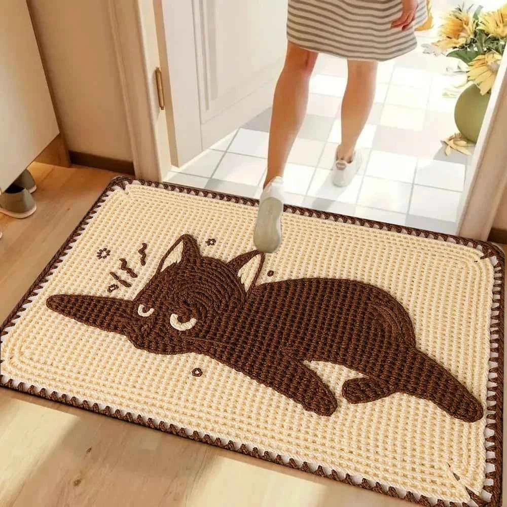 cute cartoon cat floor mat soft non slip rug for bedroom bathroom and living room decor