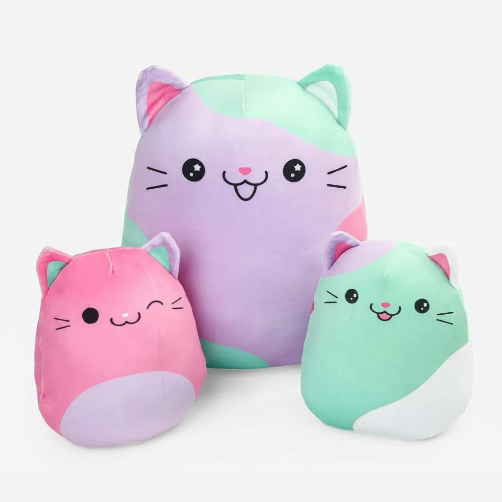cute cartoon cat plush pillow set 3pcs soft stuffed animal dolls