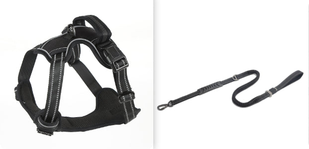 Dog Harness No Pull Breathable Reflective Pet Harness Vest Black set1