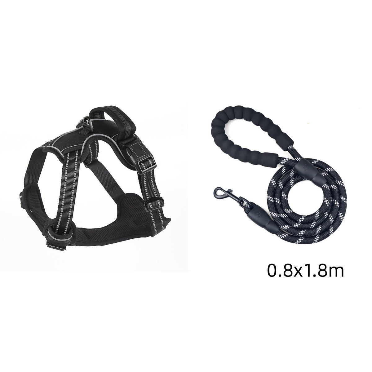 Dog Harness No Pull Breathable Reflective Pet Harness Vest Black set S