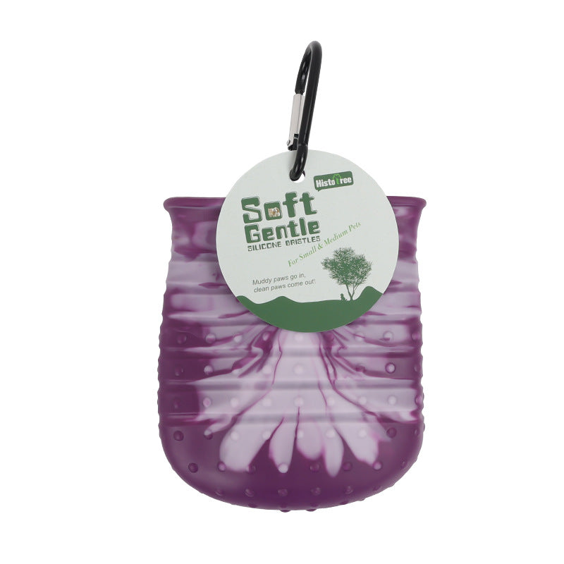 2 In 1 Dog Paw Cleaner Cup Soft Pet Dog Foot Cleaning Washer Brush Cup Portable Pet Foot Washer Paw Clean Brush Foot Cleaning Bucket Pet Products Purple S