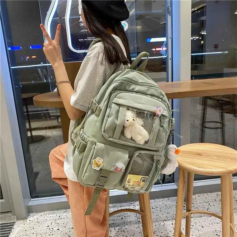 High Quality Nylon Large Capacity Waterproof Backpack For Female And Girls - Trendy College/Schoolbag