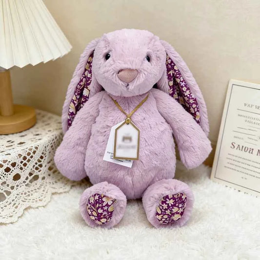 Pink Floral Rabbit Plush Toy – Cute Soft Bunny Doll for Kids Comfort & Birthday Gift