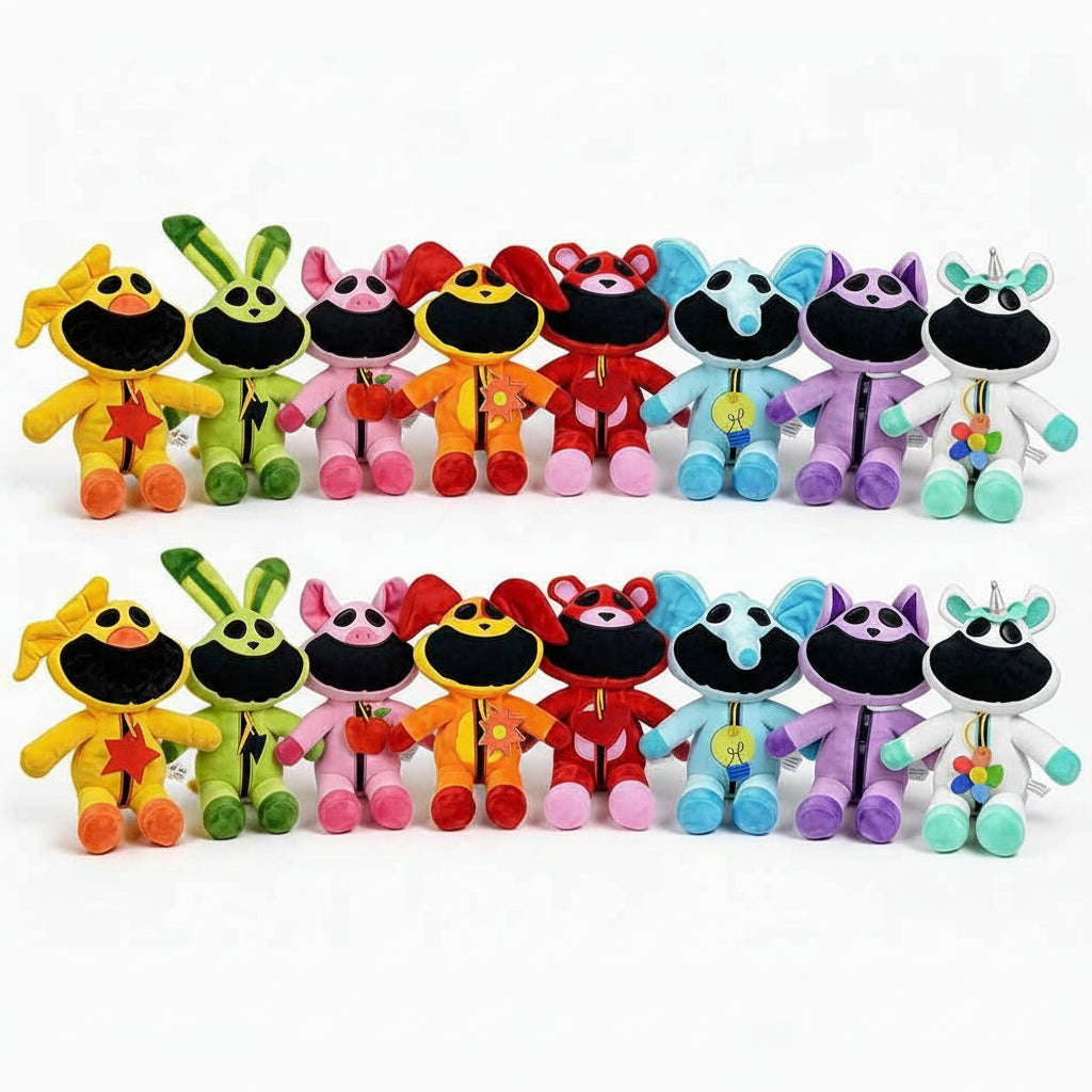 smiling critters mini plush toy soft cartoon character doll for gaming room decor and collection