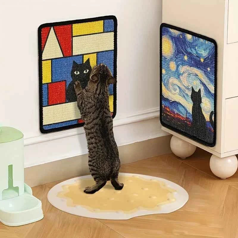 wall mounted cat scratching mat durable fabric claw board indoor space saving design